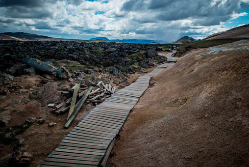 Photos Islande, chemin en planches de bois